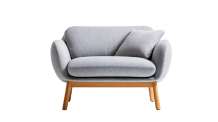 Stylish light blue chair with wooden frame, perfect for modern interiors and home decor