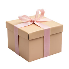 Beige gift box with pink ribbon elegant present surprise