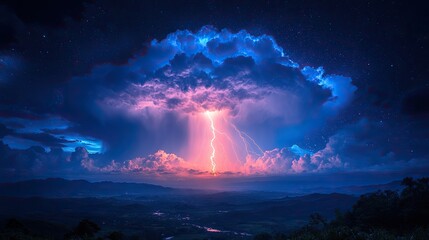 monsoon inverted in to space photograph cinematic lighting lightning in the night