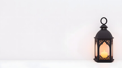 A Ramadan Lantern Black on a White Background
