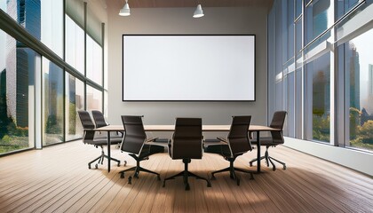 Office meeting room with mock up wall