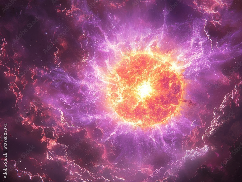 Poster explosive solar event in deep space cosmic explosion nebula digital art galactic environment outer s