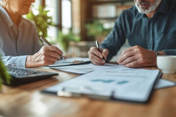 Financial Advisor Reviewing Investment Plans with Clients, corporate management, business development, negotiation