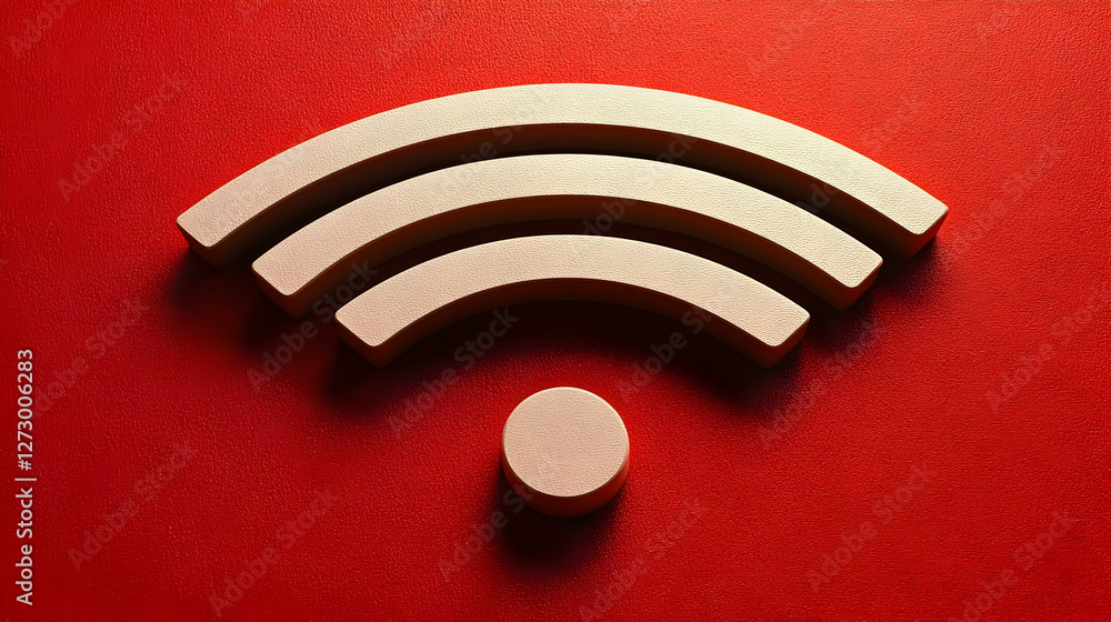Poster wireless connection symbol on red background