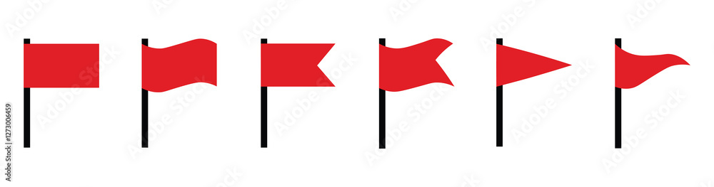 Wall mural flag icon set. waving flag icon. different flag icons set. set of red flag icons. vector illustratio