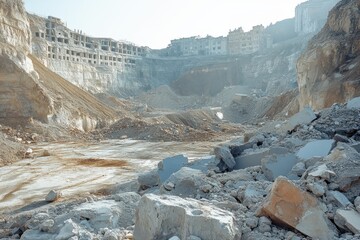 Urban Area Impacted by Massive Landslide with Collapsed Structures and Debris