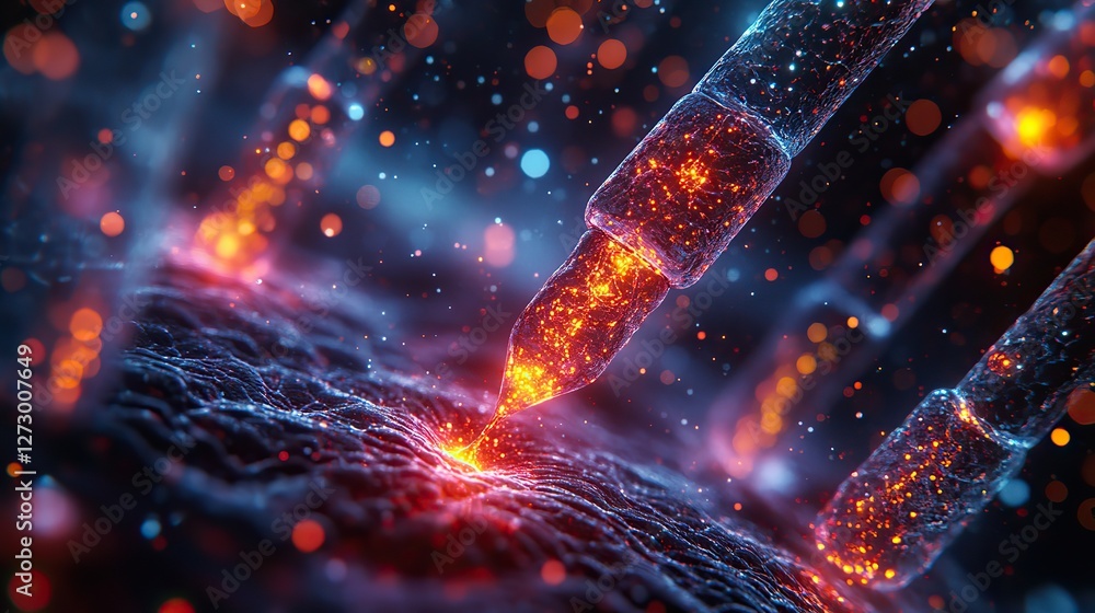 Poster neurons and nervous system captivating 3d microbiology render banner with copy space generative ai