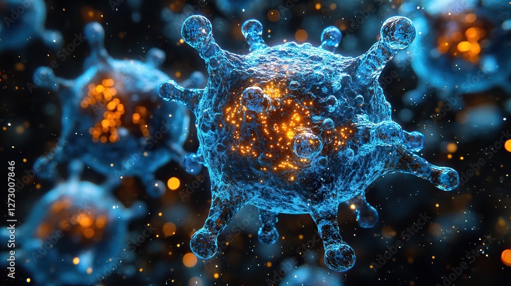 Poster neurons and nervous system nerve cells background with copy space 3d microbiology render banner gene