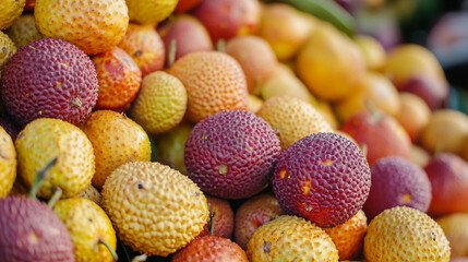 Pile of Delicious Arbutus Fruits in Market, perfect for fresh eating and creating delectable jams or desserts