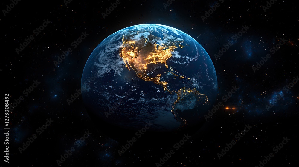 Poster night earth global virtual internet world connection of metaverse technology network digital communi