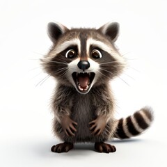 Obraz premium an AI Image Generator, Cute Animated Raccoon Character Expressing Surprise