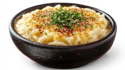 Korean creamy cheese ramen with sesame and gochujang delicious ramyeon dish cozy restaurant setting