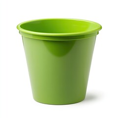 Empty lime green plastic bucket isolated on white background