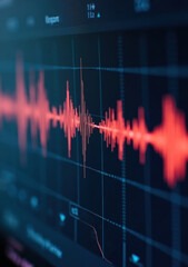 Visual representation of sound waves captured on a digital display