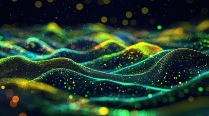Abstract Green and Yellow Digital Wave