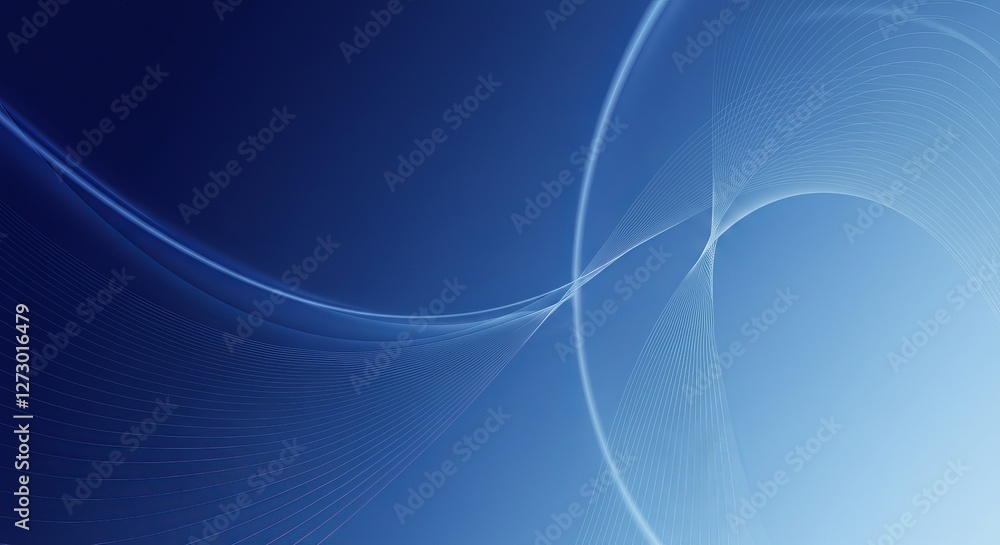 Poster elegant blue waves with abstract lines and curves against a gradual gradient background