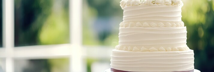 wedding cake frosted with elegant design for matrimony