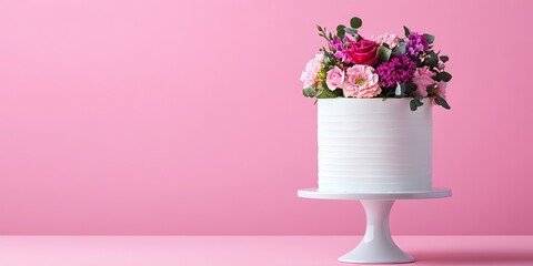 wedding cake frosted with elegant design for matrimony