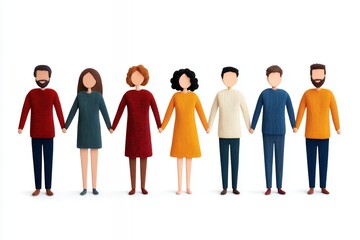 Fototapeta premium Diverse People Holding Hands Pixel Art