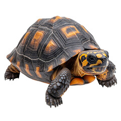Obraz premium Angled view full body shot of an extremely perfect looking single radiated tortoise isolated on a white transparent background