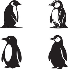 Obraz premium Penguin Silhouette Collection - Four Unique Penguin Designs