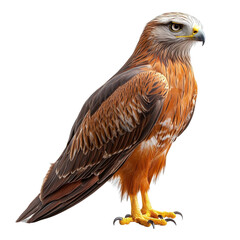 Obraz premium Angled view full body shot of an extremely perfect looking single red kite isolated on a white transparent background