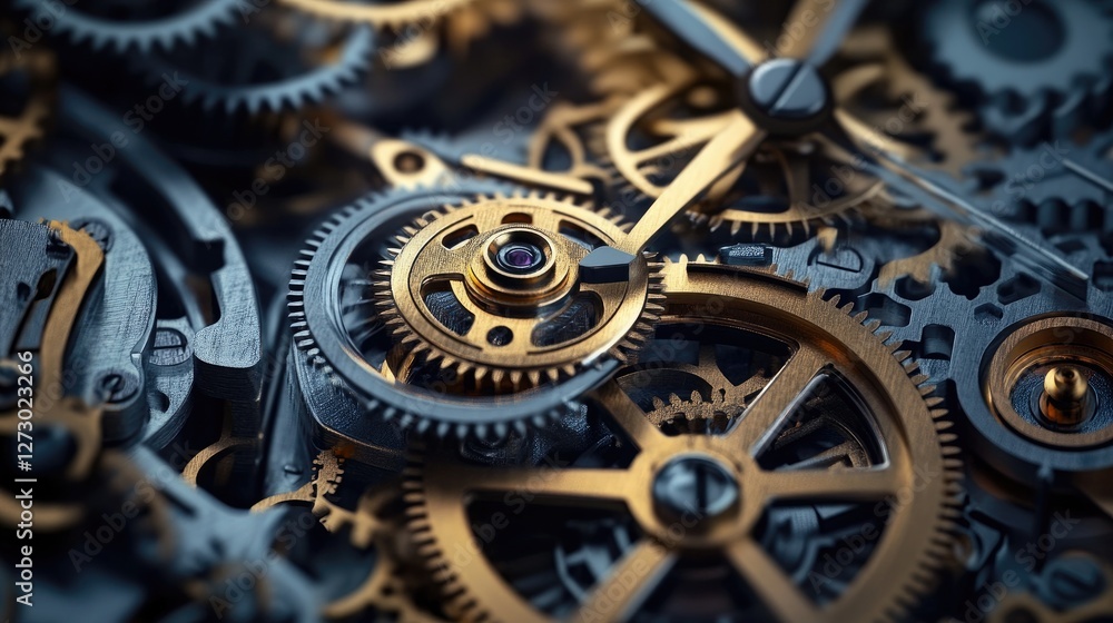 Poster A close-up of a complex clockwork mechanism, with intricate gears rotating smoothly, demonstrating precision and the beauty of mechanical engineering.