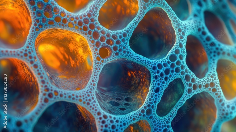 Poster A close-up of high-tech nanotube structures with hexagonal patterns, illustrating the precision and innovation that drive advancements in science and technology.