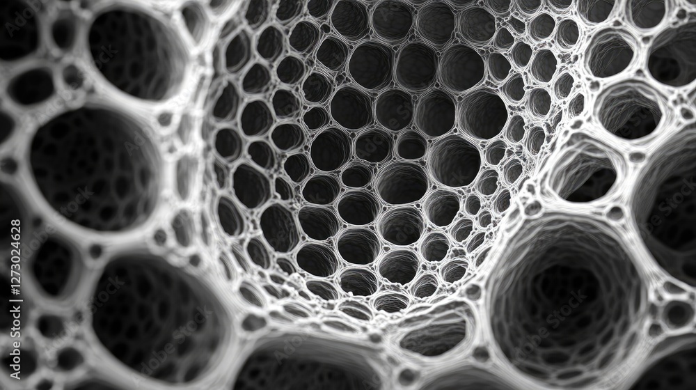 Poster A close-up shot of nanotube structures with complex hexagonal patterns, symbolizing the future of technology and innovation in the scientific world.
