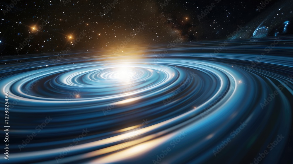 Poster exploring cosmic phenomena swirling galaxy in space digital art sci-fi environment astronomical view