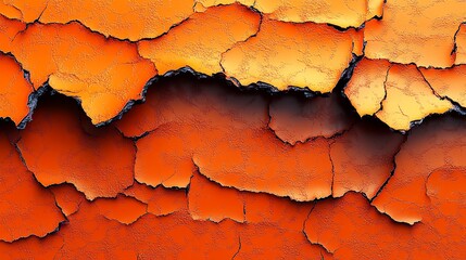 Obraz premium Cracked orange paint texture dramatic light abstract background. AI Generated