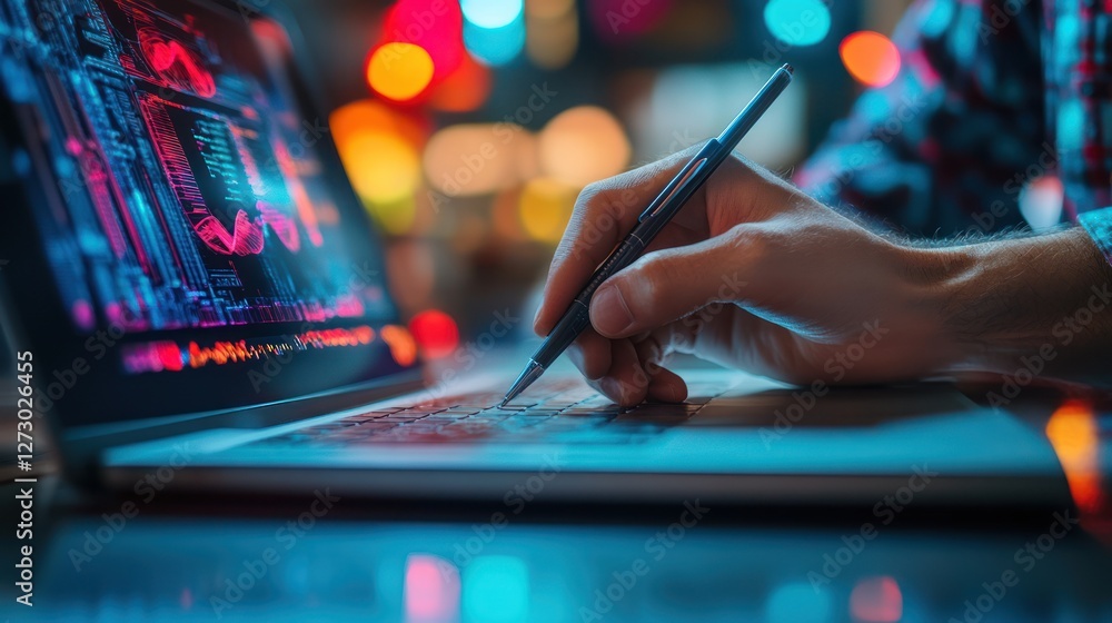 Poster programmer coding late night city bokeh