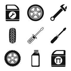 Auto Parts and Service Symbols in Black and White