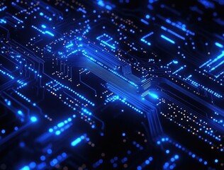 Abstract Blue Circuit Board Technology Background - Futuristic Vector Design for Digital Innovation and Connectivity