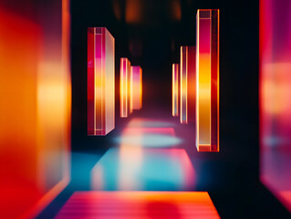 Futuristic Neon Light Tunnel with Abstract Glow Generative AI  