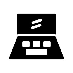 Bold solid laptop icon symbolizing modern computing, remote work, and digital connectivity.