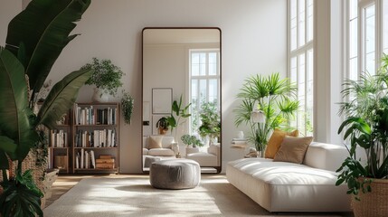 Serene Living Room with Abundant Greenery and Natural Light