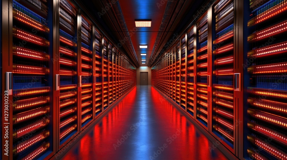 Poster data center operations technology hub digital infrastructure modern environment perspective view hig