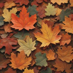 Fototapeta premium A vibrant background of crisp autumn leaves in rich shades of red, orange, and yellow