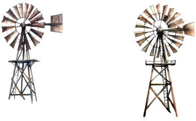 Vintage watercolor windmills rural landscape artistic natural environment aerial view watercolor translate background