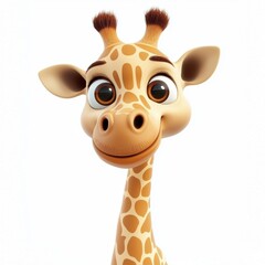 Obraz premium Gentle giraffe with large expressive eyes isolated on white background
