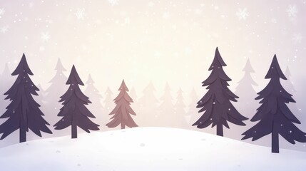 Fototapeta premium Serene snow-covered forest with twinkling trees winter wonderland digital tranquil atmosphere aesthetic view nature's beauty