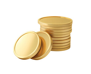 3D icon of gold coins on a white background