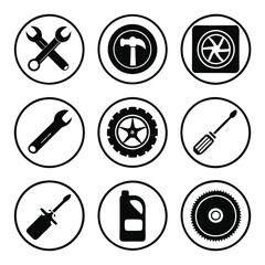 Classic Black and White Auto Service Symbols