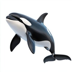 Fototapeta premium Powerful orca with a sleek black and white body isolated on white background
