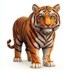 Obraz premium Powerful tiger with piercing green eyes isolated on white background
