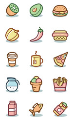 Commonly encountered food icon designs