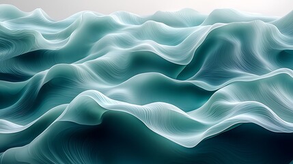 Obraz premium Abstract teal flowing waves background, digital art, design element, possible use in website design