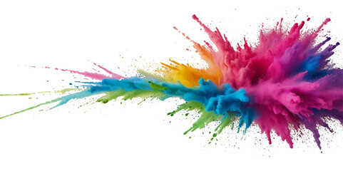Vector abstract colorful rainbow holi paint and colorful cloud smoke powder explosion isolated on transparent wide panorama background.	

