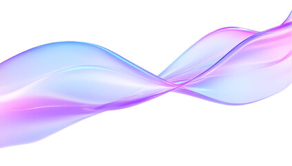 Colorful abstract wavy background with iridescent holographic waves, isolated on white background